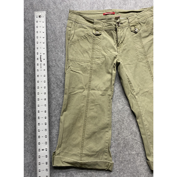 Unionbay Pants Womens 11 Green Capri Cropped Roll Cuff Stretch Twill Pockets - Picture 5 of 14